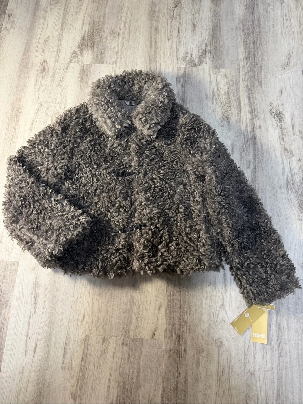 Michael Kors Plush Faux Shearling Teddy Jacket - Gray